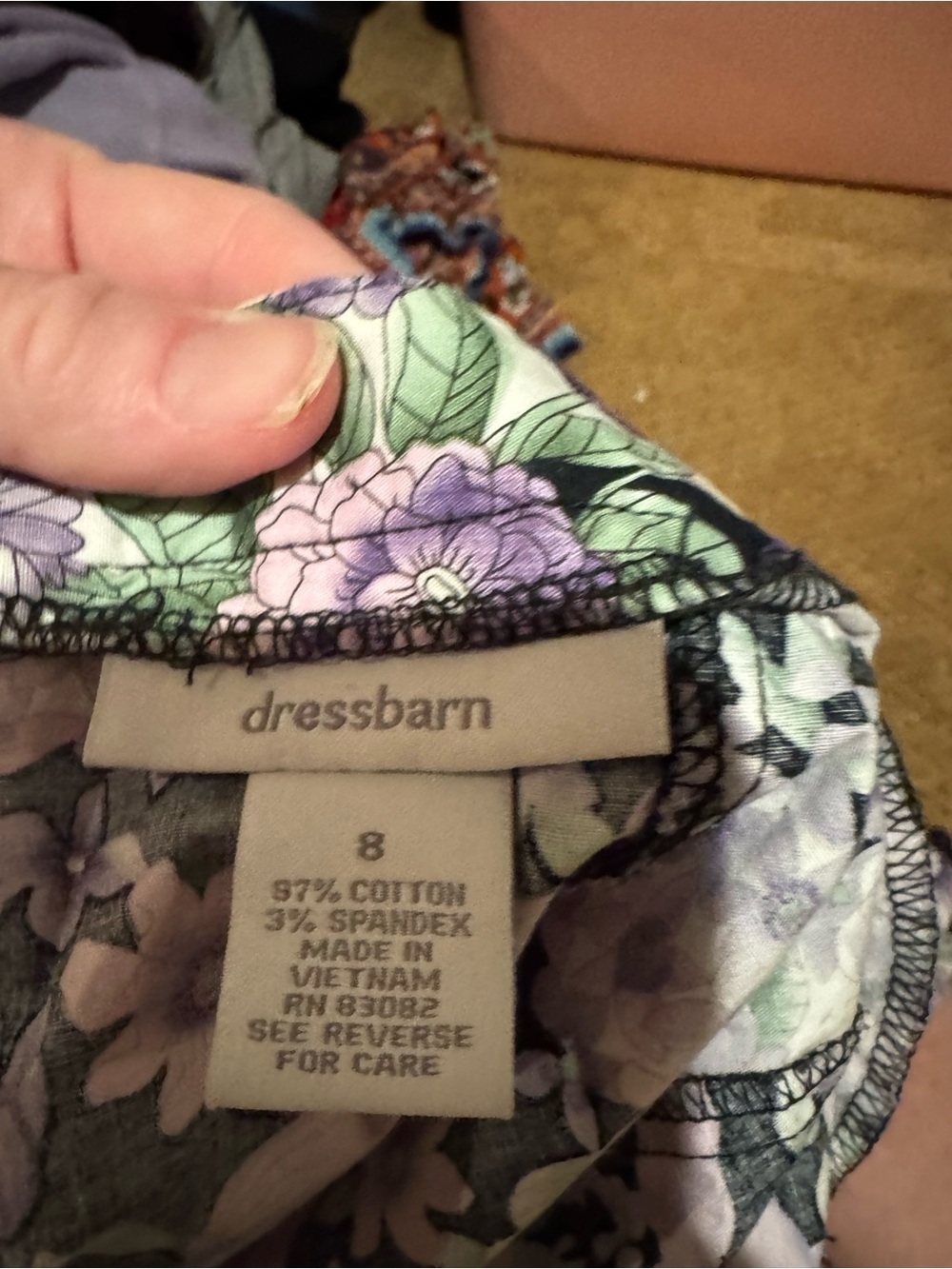Floral A-Line Skirt in Lavender and Black - Picture 3 of 3